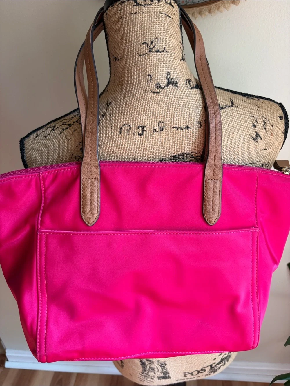 Michael Kors Kelsey Nylon Zipper Large Tote Ultra Pink